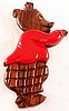 BP257 wood & red bakelite bear pin